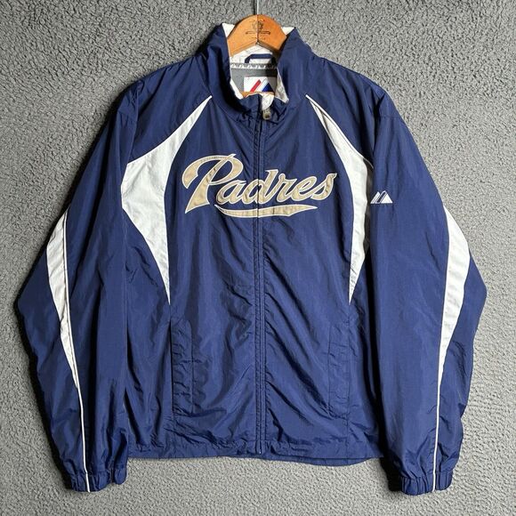 Vintage San Diego Padres Jacket Mens Small Majestic Collection Full Zip MLB - Picture 1 of 12